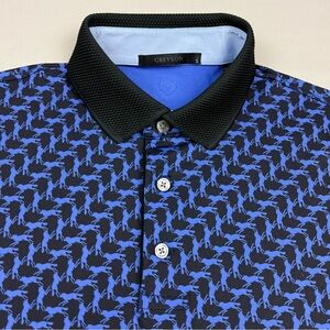 Greyson Mens Golf Polo Shirt Sz Small Wolves AOP Black/Blue Short Sleeve EUC B6